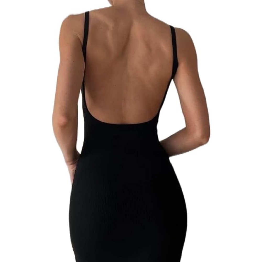 backless ribbed maxi dress